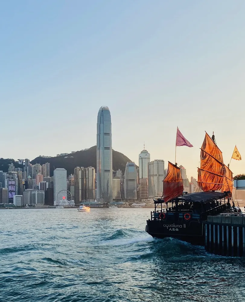 Victoria Harbour skyline and Symphony of Lights show