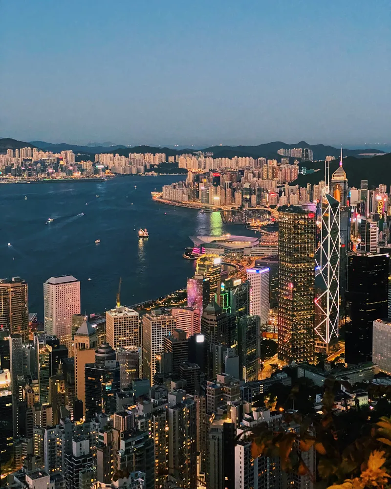 Panoramic view from Victoria Peak at sunset