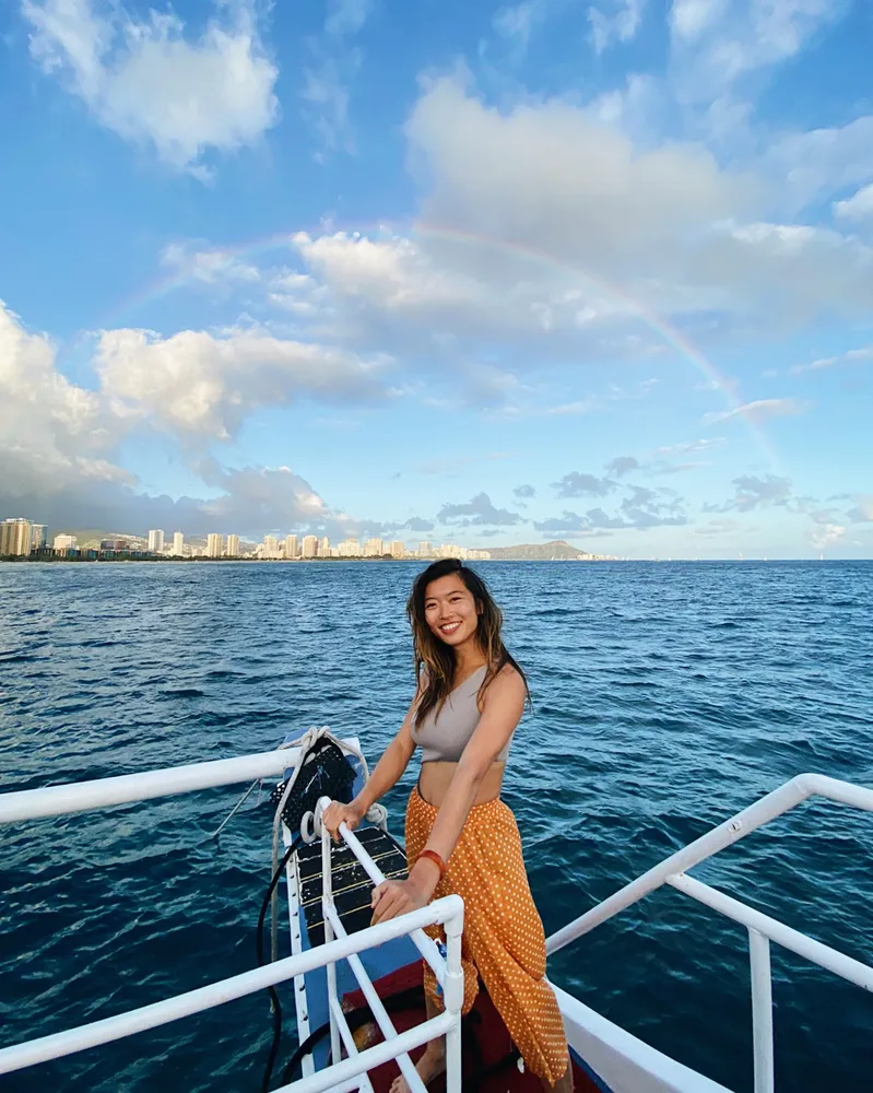 Double rainbow arching over Oahu's Ko'olau Mountains