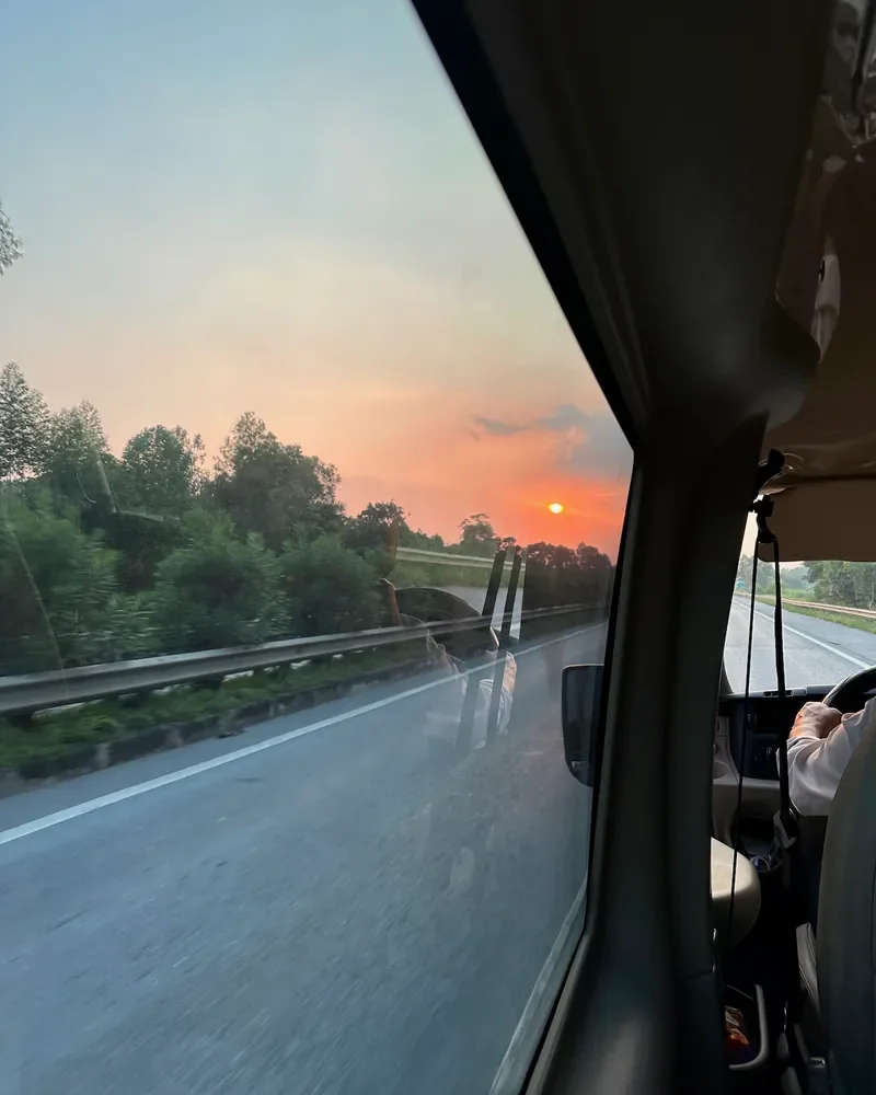 View of Sapa's sunset from a highway